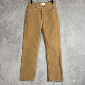 Denim Forum The Arlo High Rise Straight Corduroy Pants Tan Women Size 26 Western
